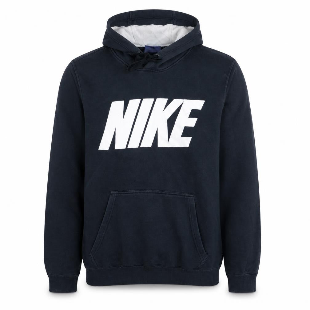 Front view of Nike Men's Black Pullover Hoodie Small Graphic Logo Fleece