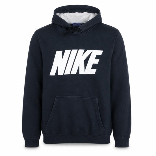 Front view of Nike Men's Black Pullover Hoodie Small Graphic Logo Fleece