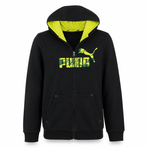 Puma Boys Black Full Zip Hoodie 14-15 Years Graphic Print Fleece