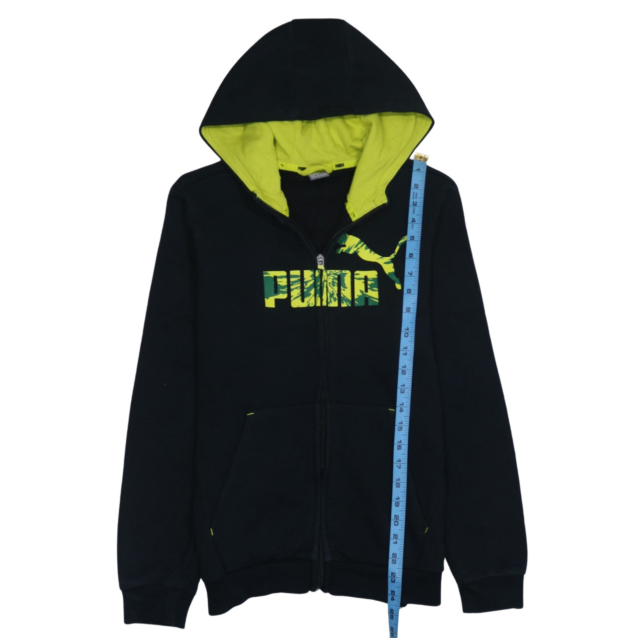 Puma Boys Black Full Zip Hoodie 14-15 Years Graphic Print Fleece