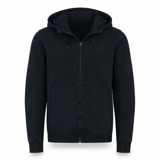 Front view of Nike Men's Black Full Zip Hoodie, size M, Cotton Blend Sweatshirt