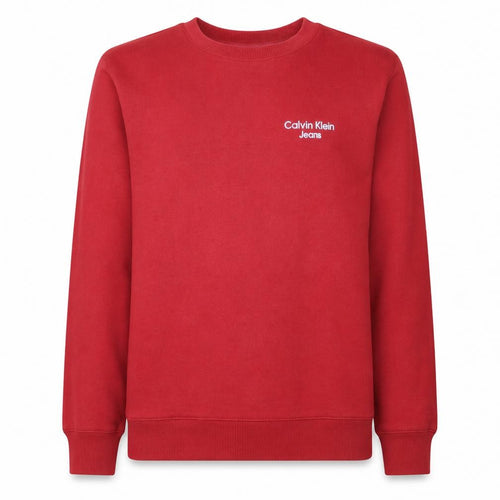 Calvin Klein Men's Red Regular Fit Crew Neck Logo Sweatshirt Size S