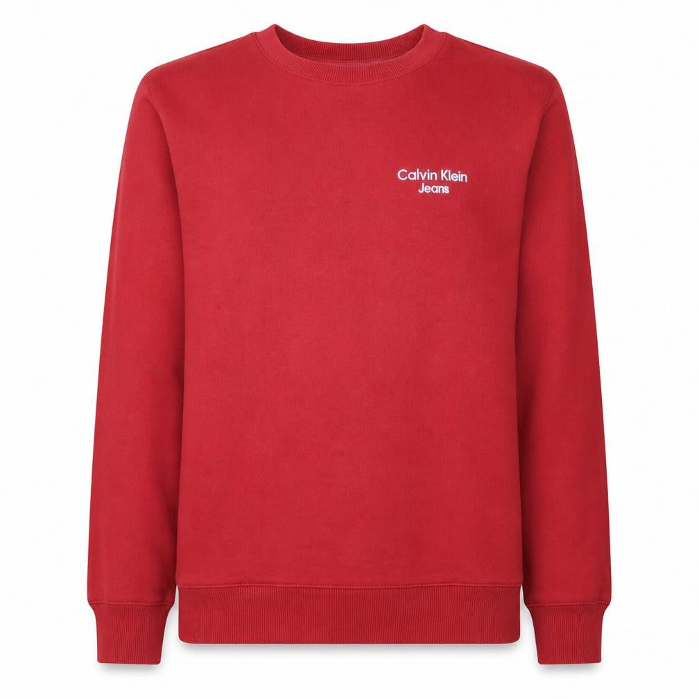 Calvin Klein Men's Red Regular Fit Crew Neck Logo Sweatshirt Size S