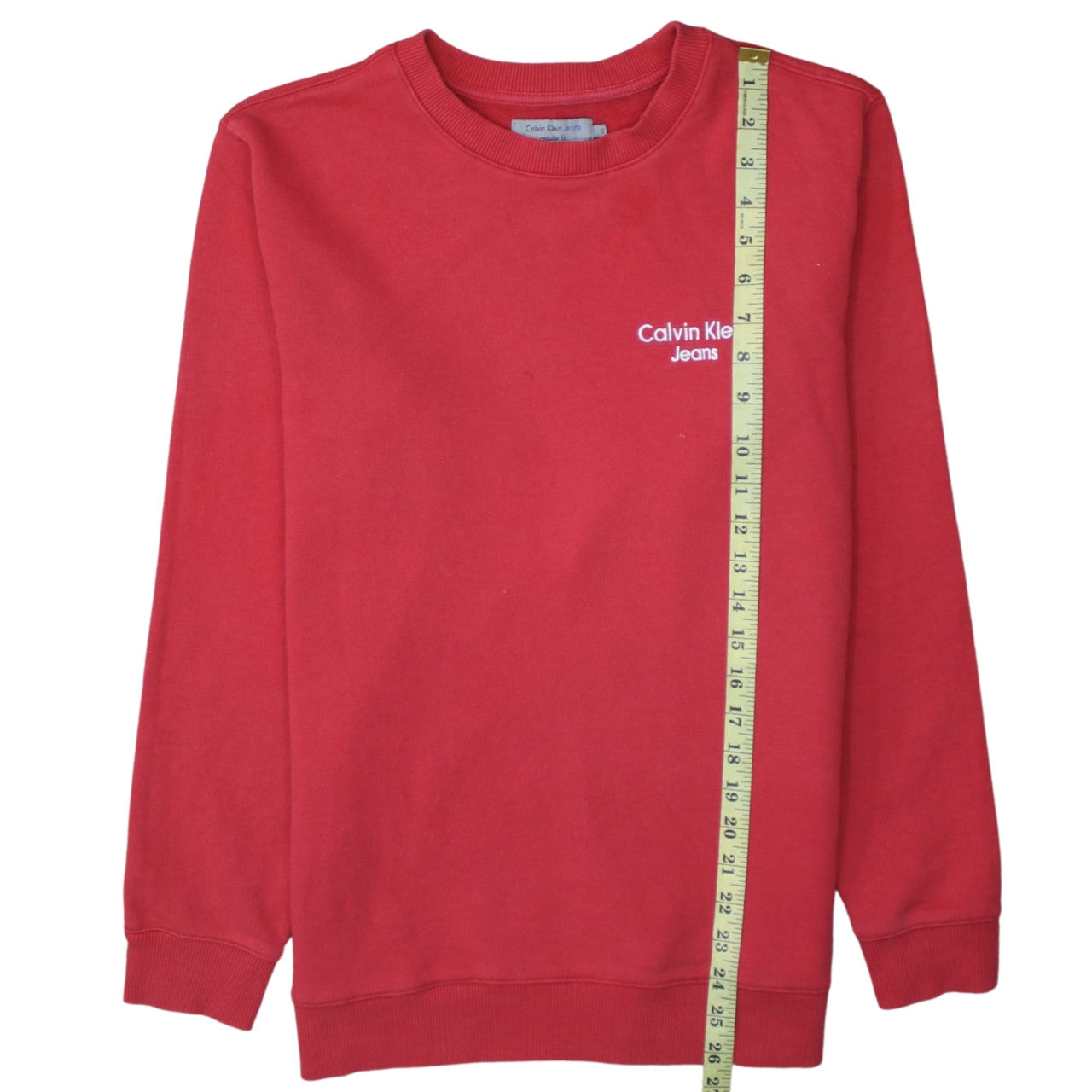 Calvin Klein Men's Red Regular Fit Crew Neck Logo Sweatshirt Size S