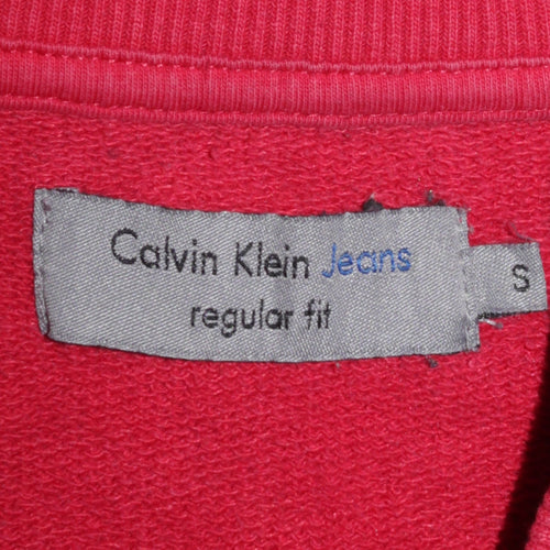 Calvin Klein Men's Red Regular Fit Crew Neck Logo Sweatshirt Size S