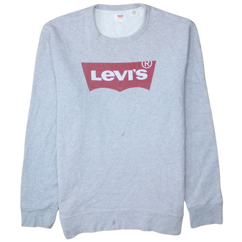 Levi's Men's Grey Crew Neck Pullover Sweatshirt M Logo Print