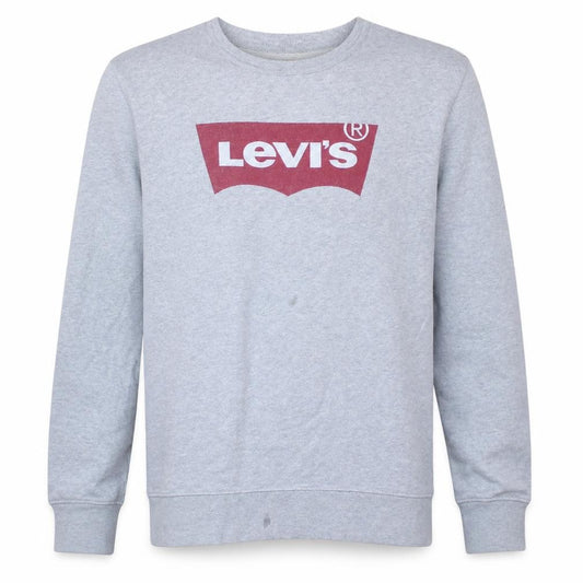 Front view of Levi's Men's Grey Crew Neck Pullover Sweatshirt M Logo Print