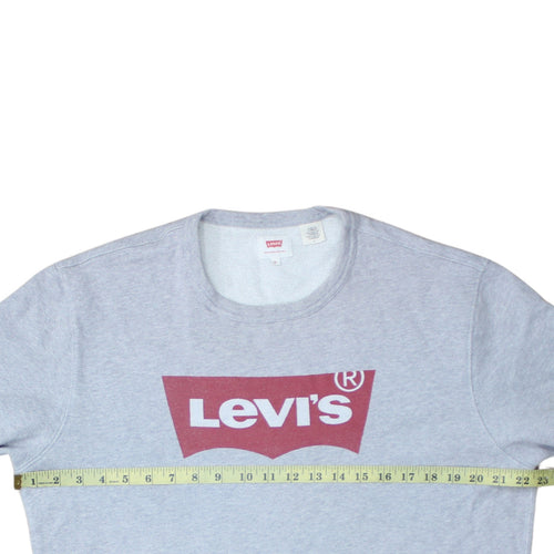 Levi's Men's Grey Crew Neck Pullover Sweatshirt M Logo Print