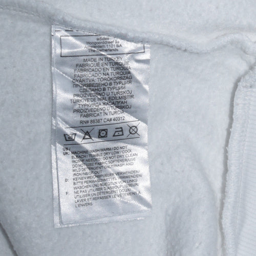 Adidas Boys White Crew Neck Pullover Sweatshirt 13-14 Years Logo Fleece