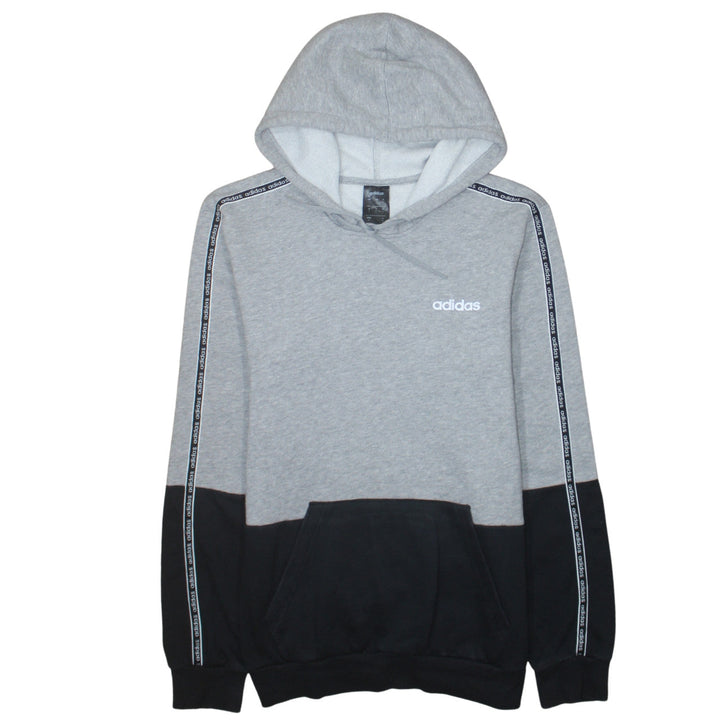 Adidas Men's Grey Pullover Hoodie Small Logo Sports Fleece