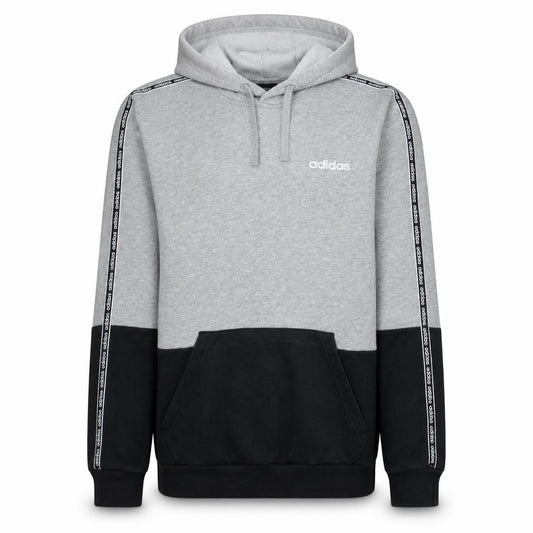 Front view of Adidas Men's Grey Pullover Hoodie Small Logo Sports Fleece