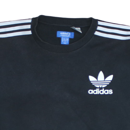 Adidas Men's Black Crew Neck Sweatshirt Size M Pullover Logo