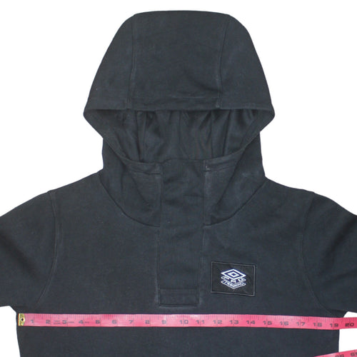 Umbro Mens Black Pullover Hoodie L Logo Fleece Sportswear