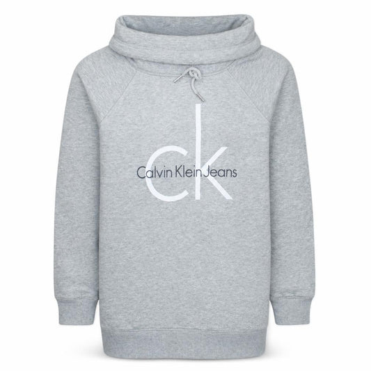 Front view of Calvin Klein Jeans Men's Grey Pullover Sweatshirt S High Neck Logo