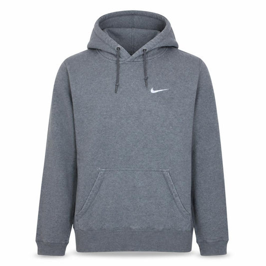 Front view of Nike Men's Grey Pullover Hoodie S Regular Fit Fleece Sportswear