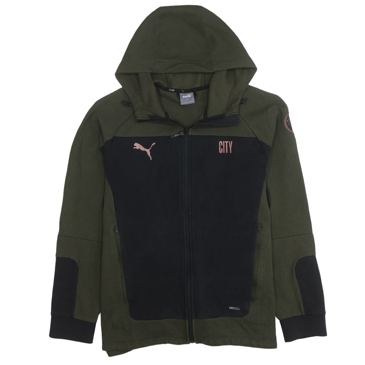 Puma Men’s Green Full Zip Hoodie L City Football Sportswear