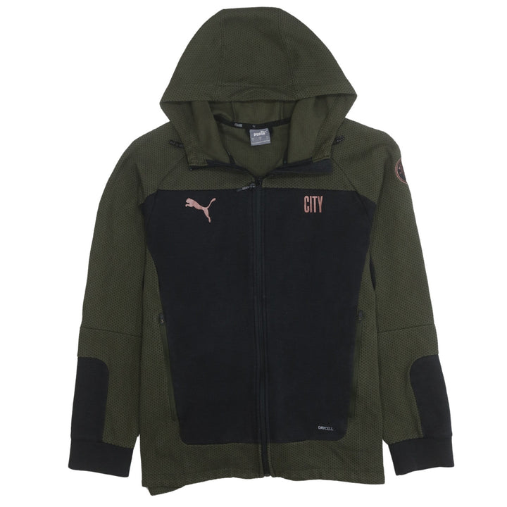 Puma Men’s Green Full Zip Hoodie L City Football Sportswear