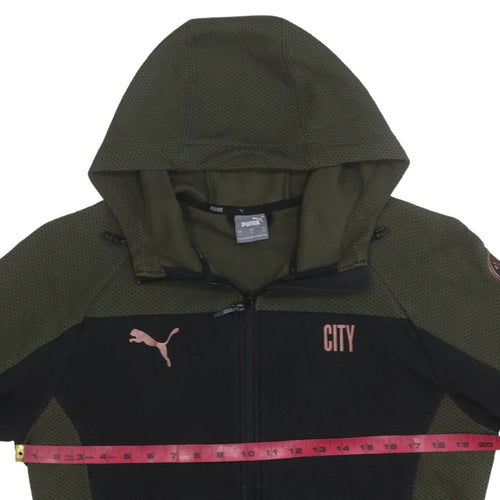 Puma Men’s Green Full Zip Hoodie L City Football Sportswear