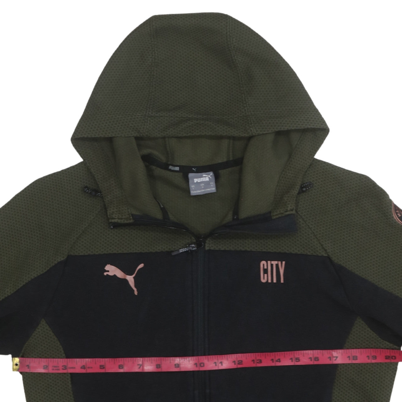 Puma Men’s Green Full Zip Hoodie L City Football Sportswear