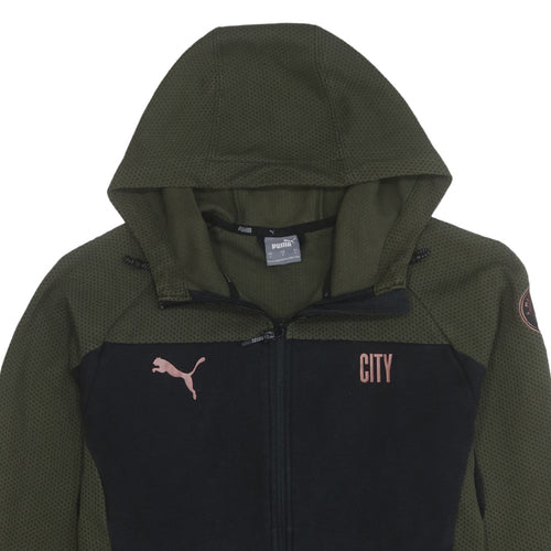 Puma Men’s Green Full Zip Hoodie L City Football Sportswear