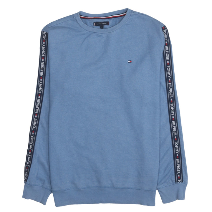 Tommy Hilfiger Men Blue XL Pullover Sweatshirt Logo Tape Crew Neck