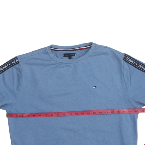 Tommy Hilfiger Men Blue XL Pullover Sweatshirt Logo Tape Crew Neck