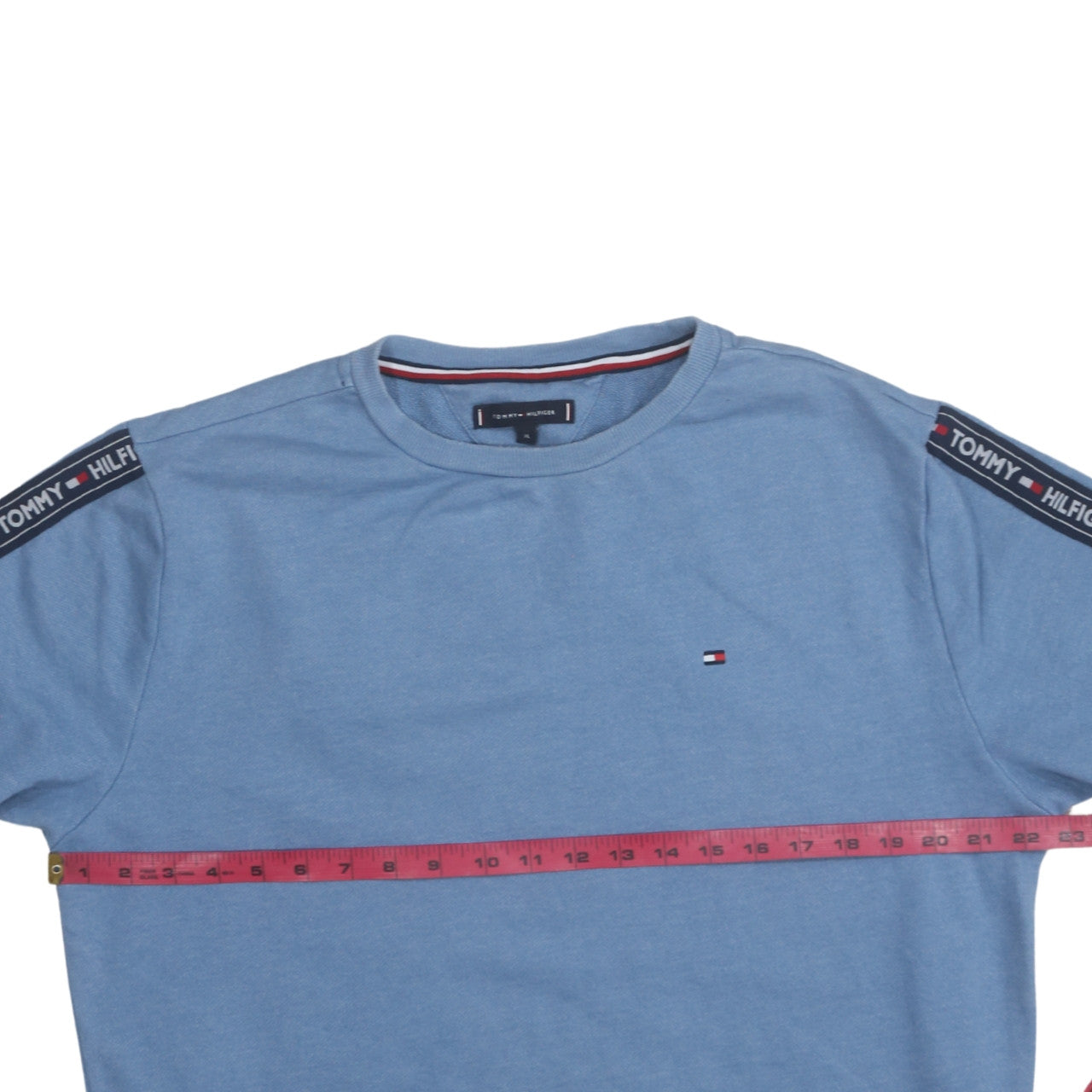 Tommy Hilfiger Men Blue XL Pullover Sweatshirt Logo Tape Crew Neck
