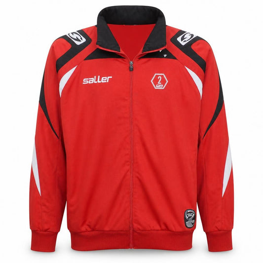 Front view of Saller Men's Red Track Jacket Football Team Sportswear, size L