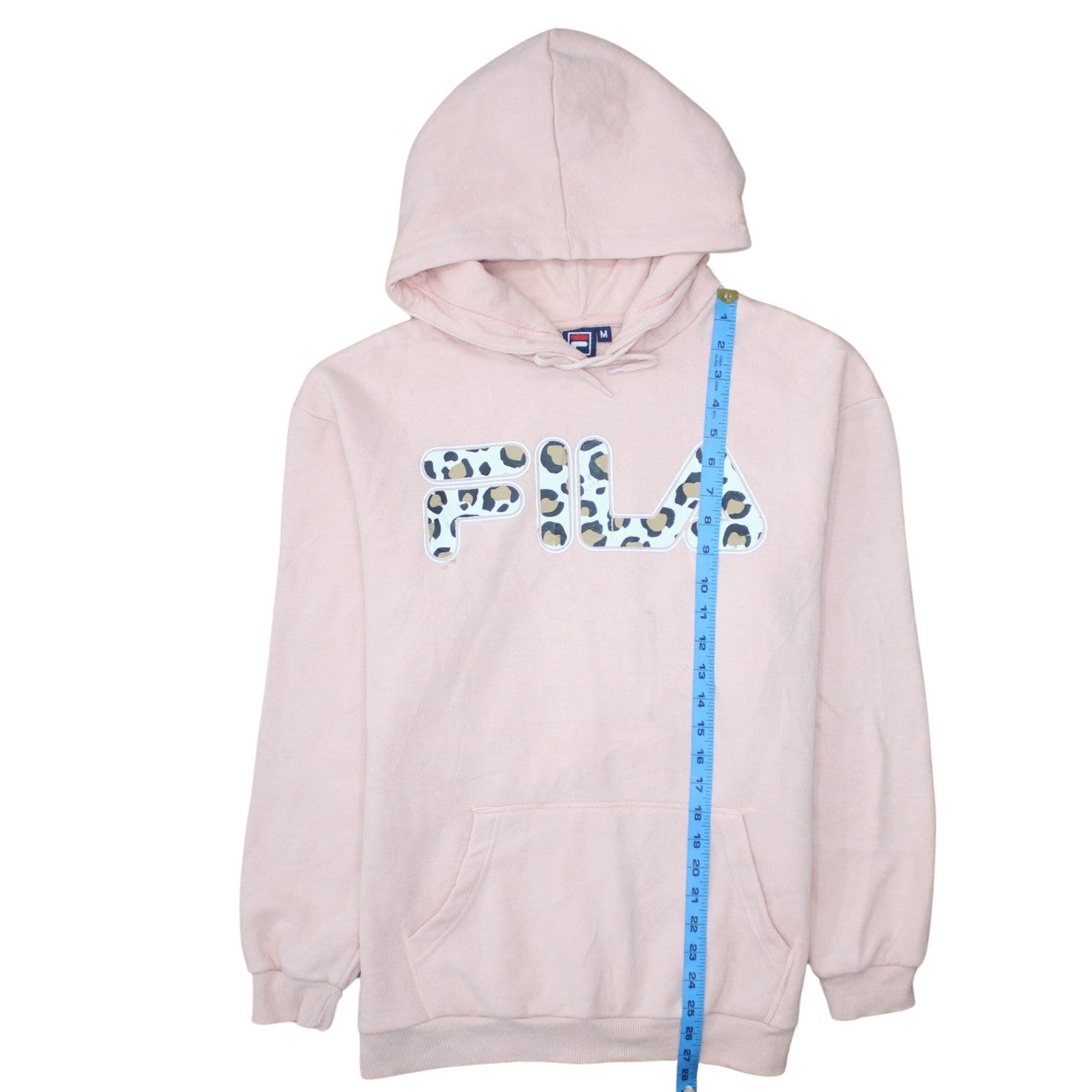 Fila Womens Pink Leopard Logo Pullover Hoodie Medium