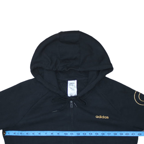 Adidas Women's Black Full Zip Hoodie Size L 16-18 Logo Print