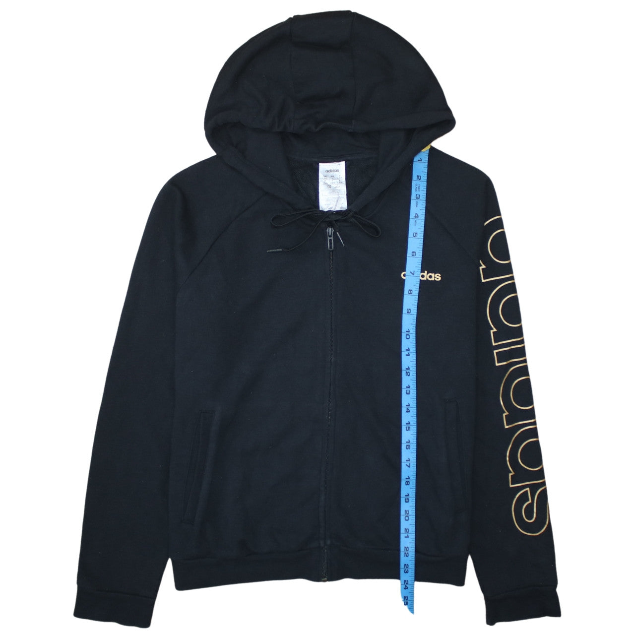 Adidas Women's Black Full Zip Hoodie Size L 16-18 Logo Print