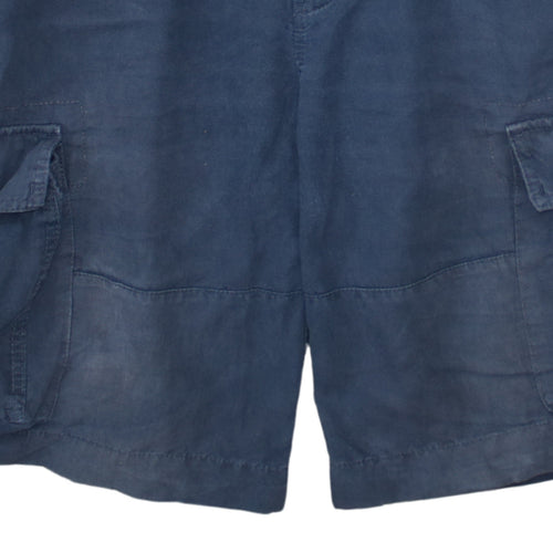 Tommy Hilfiger Men's Blue Cargo Shorts Size 36 Linen Cotton Blend