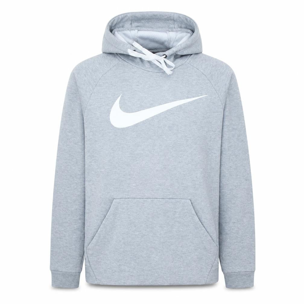 Front view of Nike Men's Grey Dri-Fit Pullover Hoodie M Regular Fit Sportswear