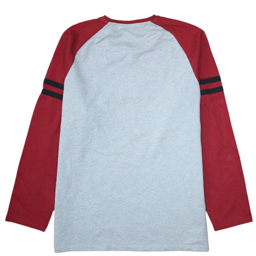 Disney Women Grey Red Long Sleeve Mickey Mouse Pullover Sweatshirt Size L