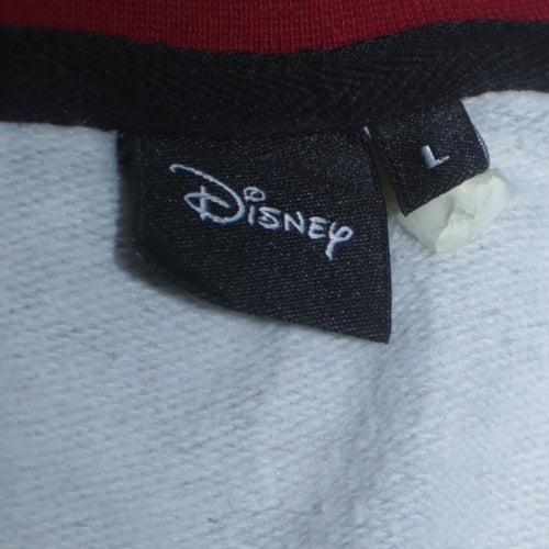 Disney Women Grey Red Long Sleeve Mickey Mouse Pullover Sweatshirt Size L