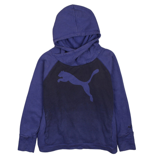 Puma Womens Blue Pullover Hoodie Size 16 Cotton Logo Sweatshirt