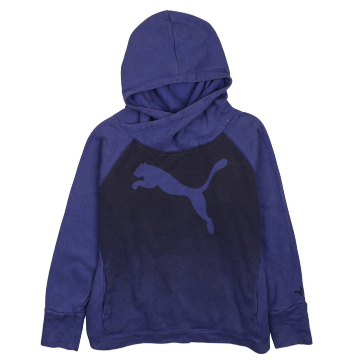 Puma Womens Blue Pullover Hoodie Size 16 Cotton Logo Sweatshirt