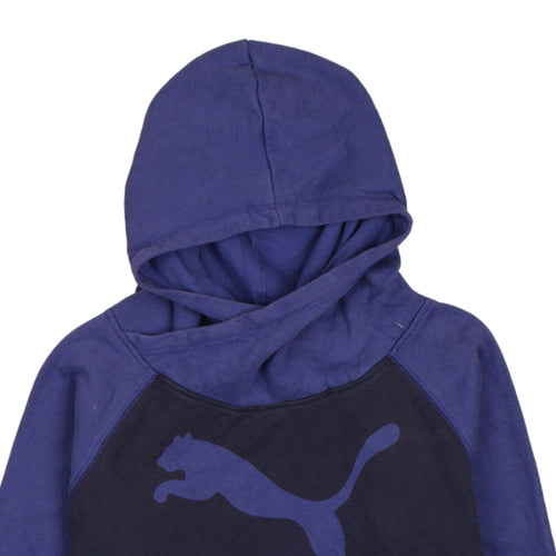 Puma Womens Blue Pullover Hoodie Size 16 Cotton Logo Sweatshirt