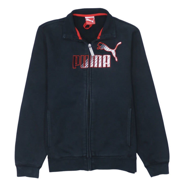 Puma Boys Black Track Jacket Size 12 Years Full Zip Cotton Blend