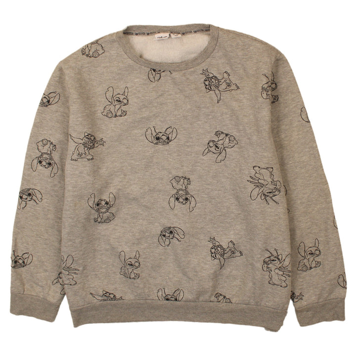 Disney Women Grey Lilo & Stitch Printed Pullover Sweatshirt XL
