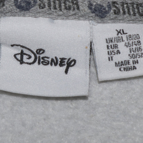Disney Women Grey Lilo & Stitch Printed Pullover Sweatshirt XL