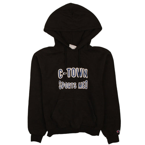 Champion Men's Black Pullover Hoodie S Sports Logo Fleece