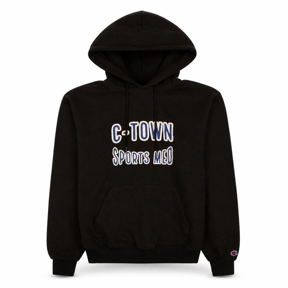 Champion Men's Black Pullover Hoodie S Sports Logo Fleece