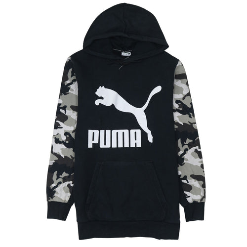 Puma Men Black Camouflage Sleeve Pullover Hoodie Size S