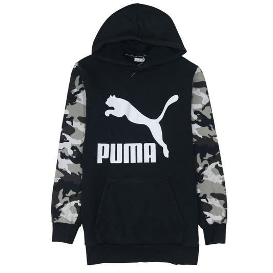 Puma Men Black Camouflage Sleeve Pullover Hoodie Size S