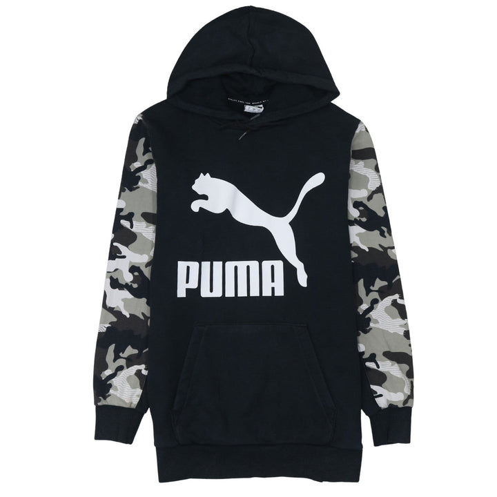 Puma Men Black Camouflage Sleeve Pullover Hoodie Size S