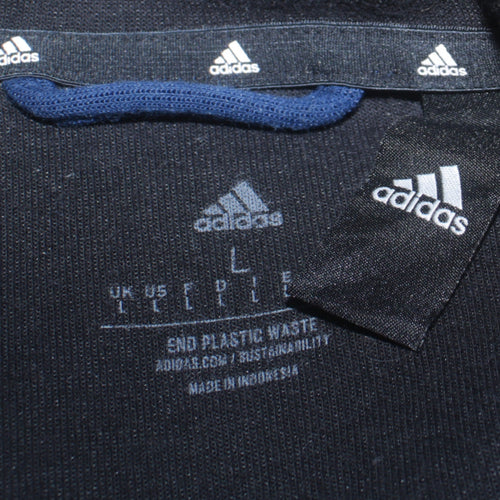 Adidas Men Blue Track Jacket L 1/4 Zip Fleece Sportswear