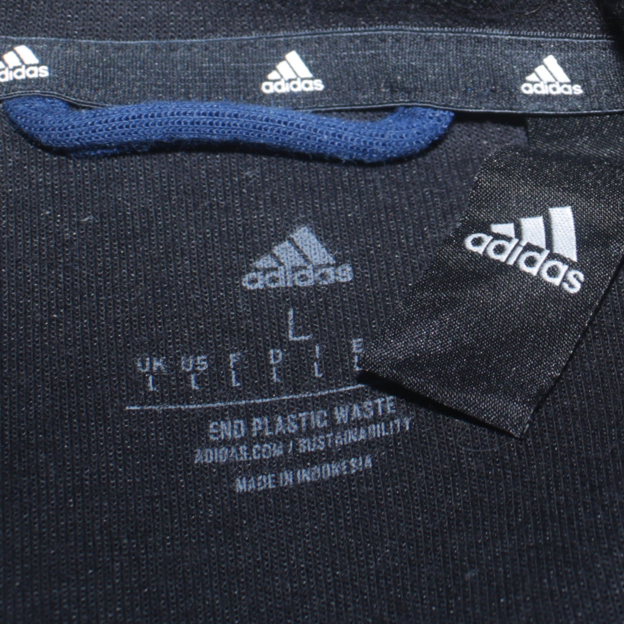 Adidas Men Blue Track Jacket L 1/4 Zip Fleece Sportswear