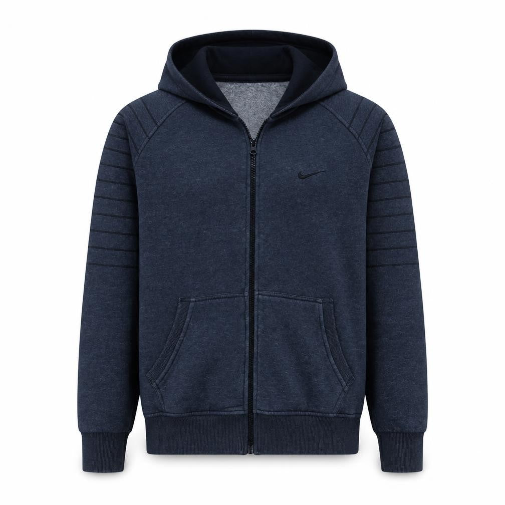 Nike Men's Blue Full Zip Hoodie L Fleece Lined Sweatshirt