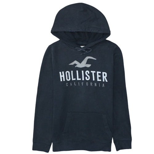 Hollister Men's Black Pullover Hoodie M Logo Fleece Sweatshirt